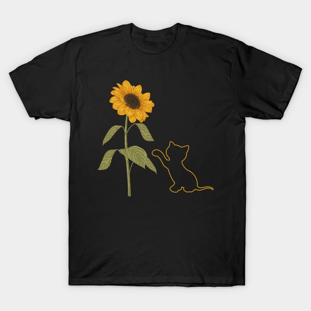 Cute Sunflower Cat T-Shirt by TeddyTees